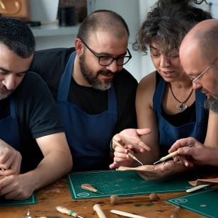 Taller de marroquinería en el Rastro de Madrid